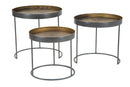 Tavolinetti Bassi Opis Set 3 Pz Ø50,5x48-46x43-40,5x38 cm in Ferro Nero e Bronzo-6