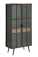 Mobile Iron School Porta Bottiglie 81x42x162,5 cm in Ferro e Legno di Abete Nero e Marrone-1