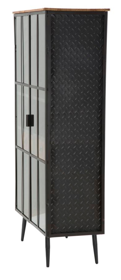 Mobile Iron School Porta Bottiglie 81x42x162,5 cm in Ferro e Legno di Abete Nero e Marrone-2