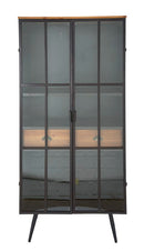 Mobile Iron School Porta Bottiglie 81x42x162,5 cm in Ferro e Legno di Abete Nero e Marrone-3