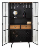 Mobile Iron School Porta Bottiglie 81x42x162,5 cm in Ferro e Legno di Abete Nero e Marrone-5