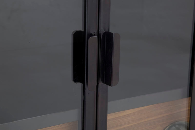 Mobile Iron School Porta Bottiglie 81x42x162,5 cm in Ferro e Legno di Abete Nero e Marrone-6