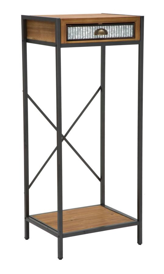 Porta Telefono Irish 50x40x121 cm in Ferro e Legno di Abete Marrone e Grigio sconto