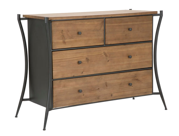 Como' Glasgow 122x49x85 cm Legno di Abete e in Ferro Marrone e Grigio acquista