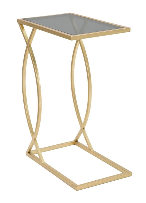 Tavolinetto da Divano Glam 45,5x25,5x60 cm in Ferro e Vetro Nero e Oro sconto