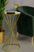 Tavolinetto Hypnos Ø35x70 cm in Ferro MDF e Vetro Oro-7