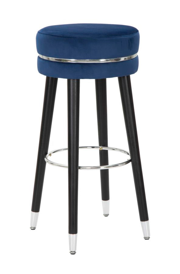 Sgabello Bar Paris Ø35x74 cm in Legno e Tessuto Vellutato Blu prezzo