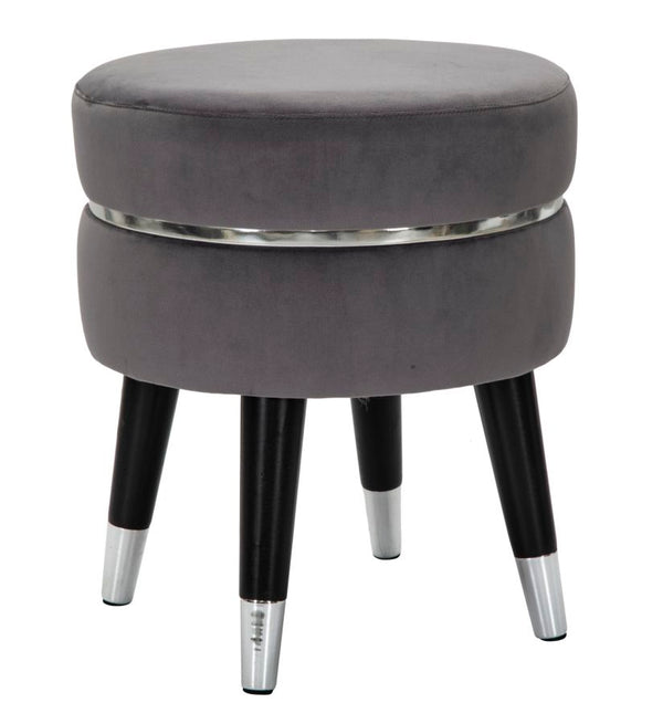 online Sgabello Paris Ø35x40,5 cm in Legno Spugna Metallo e Poliestere Grigio Nero e Argento