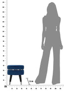 Pouf Poggiapiedi Ø35x40,5 cm in Legno e Tessuto Vellutato Blu-6