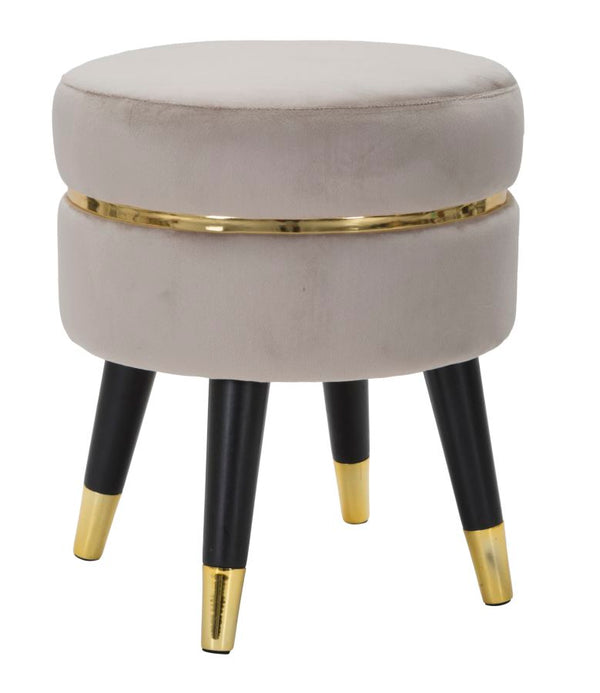 prezzo Sgabello Paris Ø35x40,5 cm in Legno Spugna Metallo e Poliestere Grigio Nero e Oro