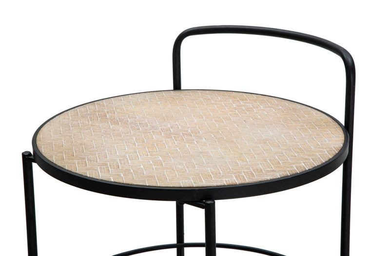 Carrello Arex 40x41,5x82 cm in Ferro e MDF Nero e Marrone-3