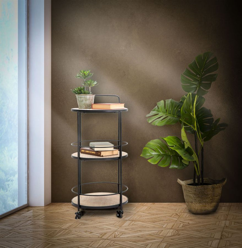 Carrello Arex 40x41,5x82 cm in Ferro e MDF Nero e Marrone-6