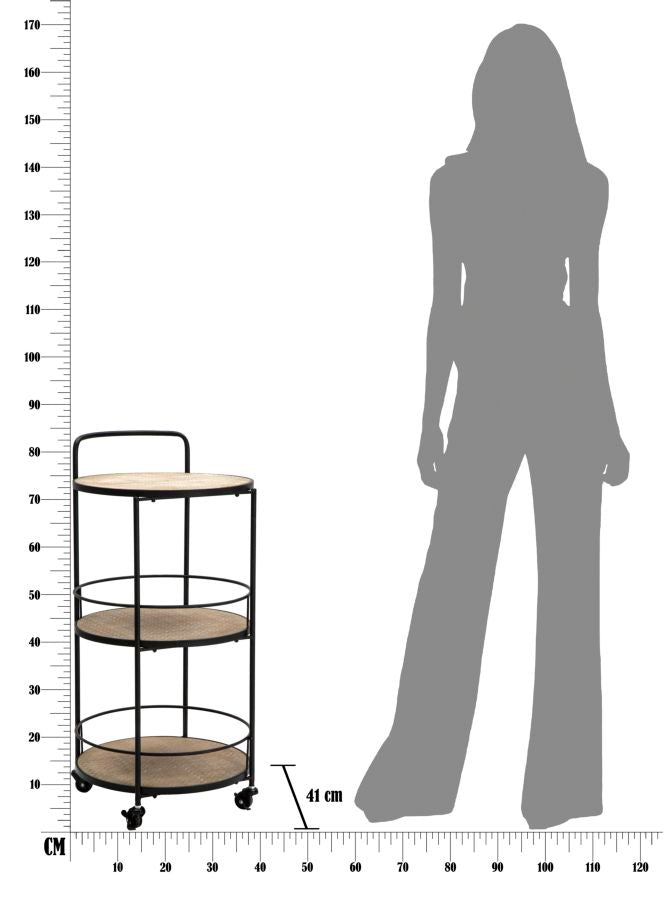 Carrello Arex 40x41,5x82 cm in Ferro e MDF Nero e Marrone-7