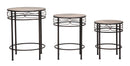 Tavolinetti Essential Tris Ø46x58-40x50-34x44 cm in Ferro e MDF Nero e Marrone-1