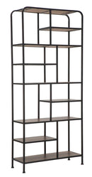 Libreria Essential 80x30x180 cm in Ferro e MDF Nero e Marrone-5