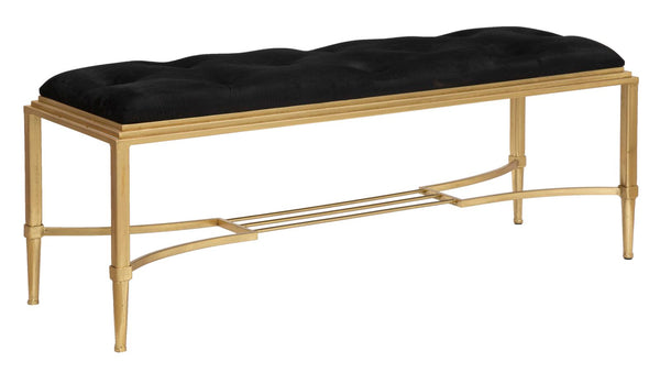 Panca Roman 120x40x45 cm in Ferro e MDF e Spugna e Poliestere Oro e Nero prezzo