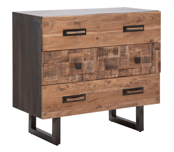 Comò Mumbai 85x40x77 cm in Legno di Acacia e in Ferro Marrone e Nero acquista