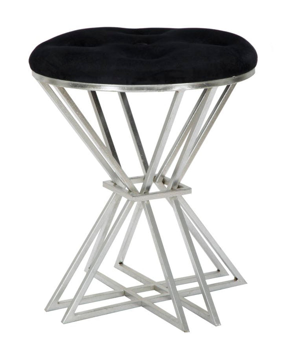 Sgabello Oslo Ø40x50 cm in Ferro e MDF e Spugna e Poliestere Argento e Nero online