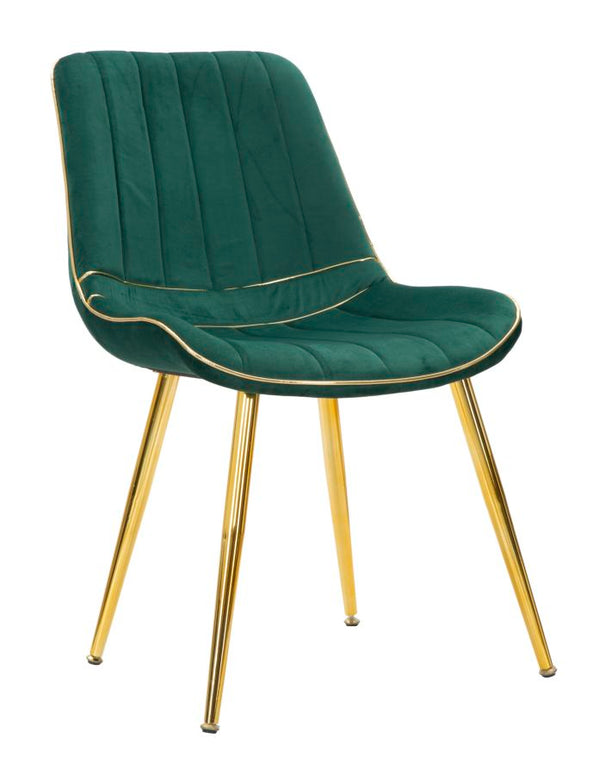 prezzo Set 2 Sedie Imbottite 51x59x79 cm in Poliestere Paris Verde e Oro