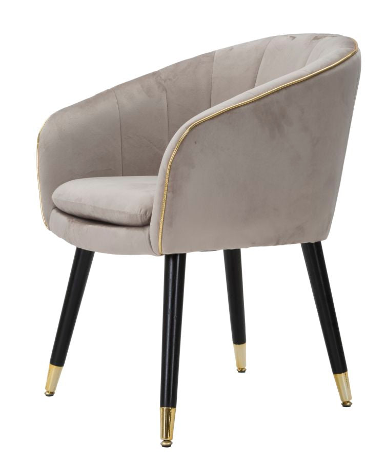 Poltrona Paris 62x58x78 cm in Legno Spugna Metallo e Poliestere Grigio,Nero e Oro-3