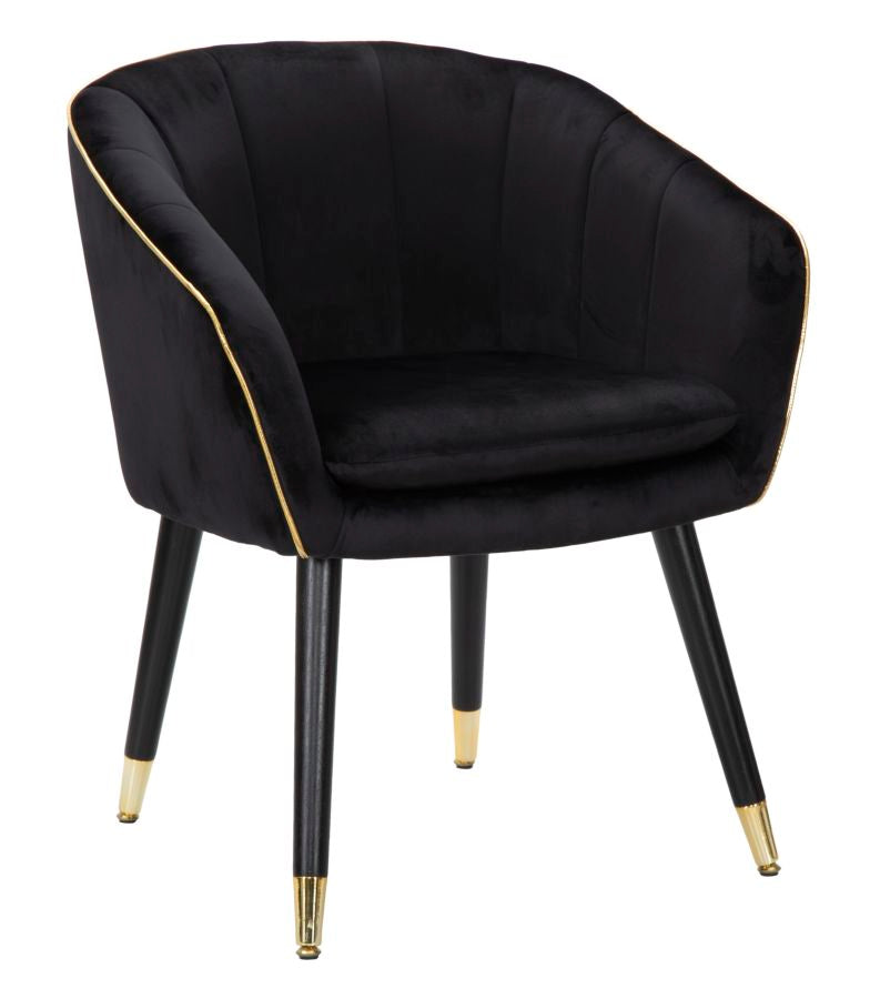 Poltrona Paris 62x58x78 cm in Legno Spugna Metallo e Poliestere Nero e Oro-1