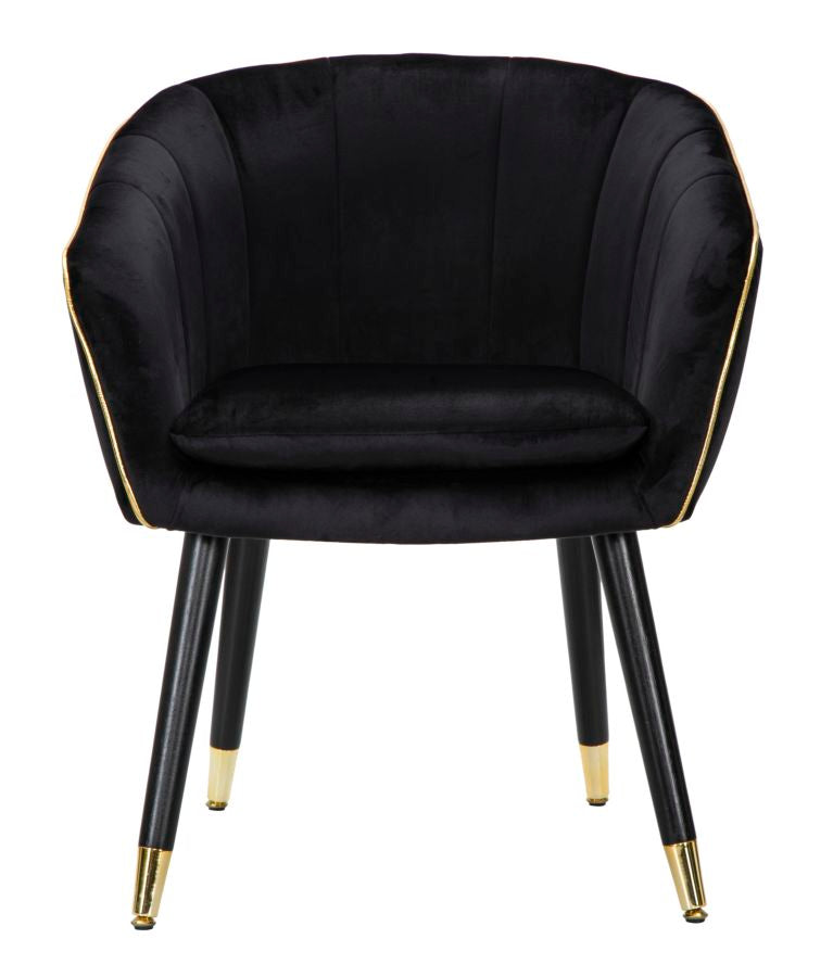 Poltrona Paris 62x58x78 cm in Legno Spugna Metallo e Poliestere Nero e Oro-3