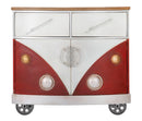 Mobiletto Van 90x42x81 cm Legno di Abete e MDF e in Ferro Rosso e Bianco-2