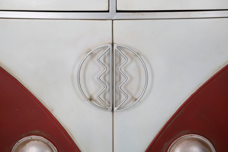 Mobiletto Van 90x42x81 cm Legno di Abete e MDF e in Ferro Rosso e Bianco-5