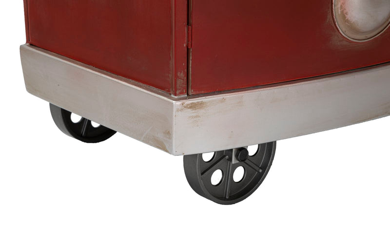 Mobiletto Van 90x42x81 cm Legno di Abete e MDF e in Ferro Rosso e Bianco-6