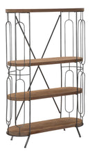 Libreria New Mexico 100x38x150,5 cm in Ferro e MDF Marrone e Grigio-1