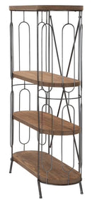 Libreria New Mexico 100x38x150,5 cm in Ferro e MDF Marrone e Grigio-2