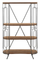 Libreria New Mexico 100x38x150,5 cm in Ferro e MDF Marrone e Grigio-9