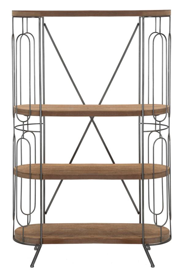 Libreria New Mexico 100x38x150,5 cm in Ferro e MDF Marrone e Grigio-9
