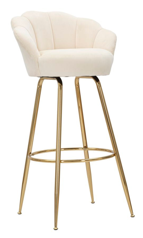Sgabello Bar Vienna Crema 55x53x110 cm Spugna e Tessuto e Metallo Crema e Oro sconto