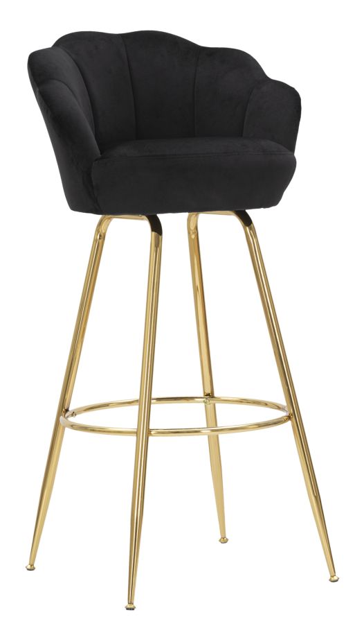 prezzo Sgabello Bar Vienna Nero 55x53x110 cm Spugna e Tessuto e Metallo Nero e Oro