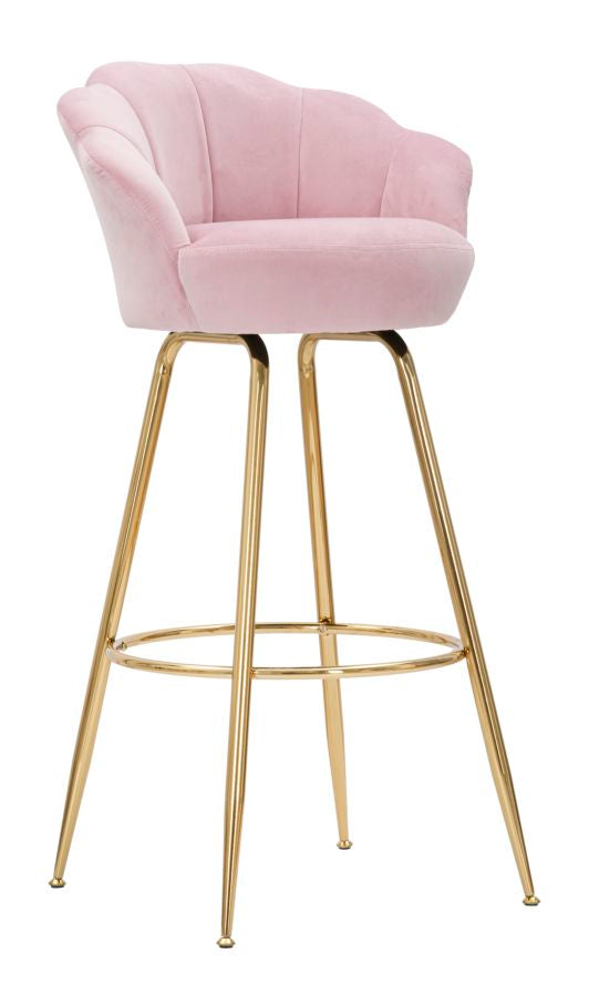 online Sgabello Bar Vienna Rosa 55x53x110 cm Spugna e Tessuto e Metallo Rosa e Oro