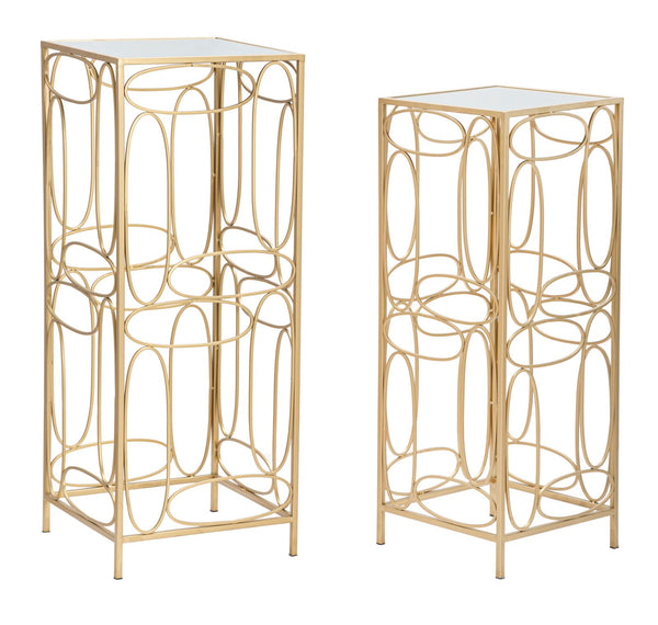 online Porta Telefono Bubbles Coppia 35x35x90-30x30x80 cm in Ferro e Specchio Oro e Argento