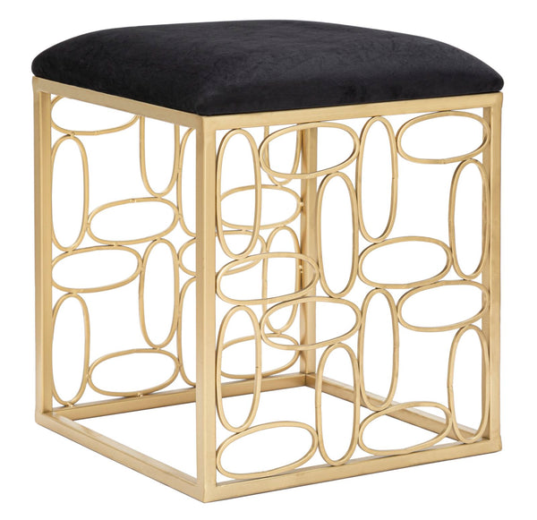 Sgabello Bubbles 38x38x46 cm in Ferro e Spugna e Tessuto Oro e Nero acquista
