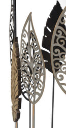 Tavolinetti in Ferro e Legno Foglie Coppia 38x55-33x50 cm in Ferro MDF e Vetro Multicolor-4