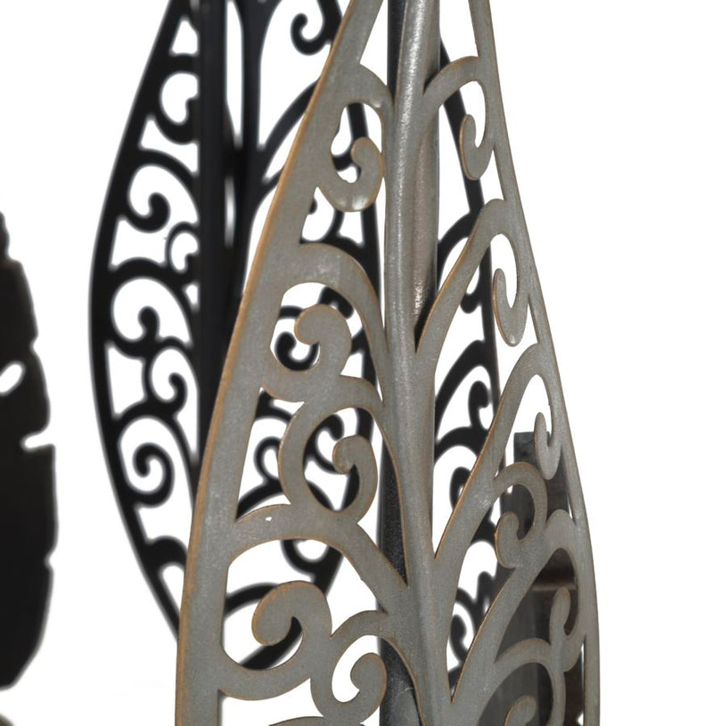 Tavolinetti in Ferro e Legno Foglie Coppia 38x55-33x50 cm in Ferro MDF e Vetro Multicolor-5