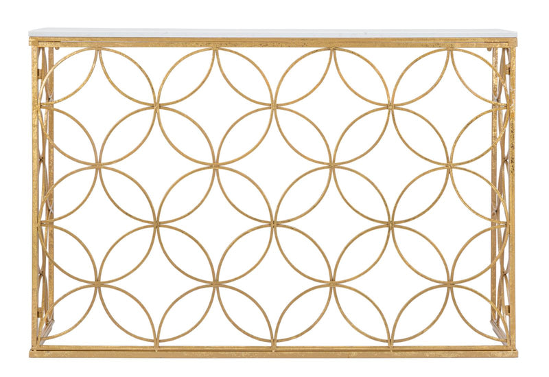Console Star Marble 120x40x80 cm in Ferro e Marmo Oro e Bianco-3
