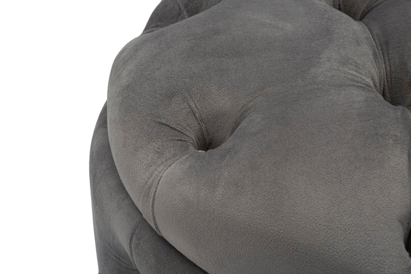 Puff Contenitore Rich Grigio Ø55x42 cm in Legno Spugna Poliestere e Acciaio Grigio-3