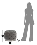 Puff Contenitore Rich Grigio Ø55x42 cm in Legno Spugna Poliestere e Acciaio Grigio-8