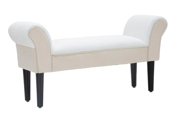 Panchetta Velvet Crema 102x31x51 cm Legno e Poliestere Crema e Nero online