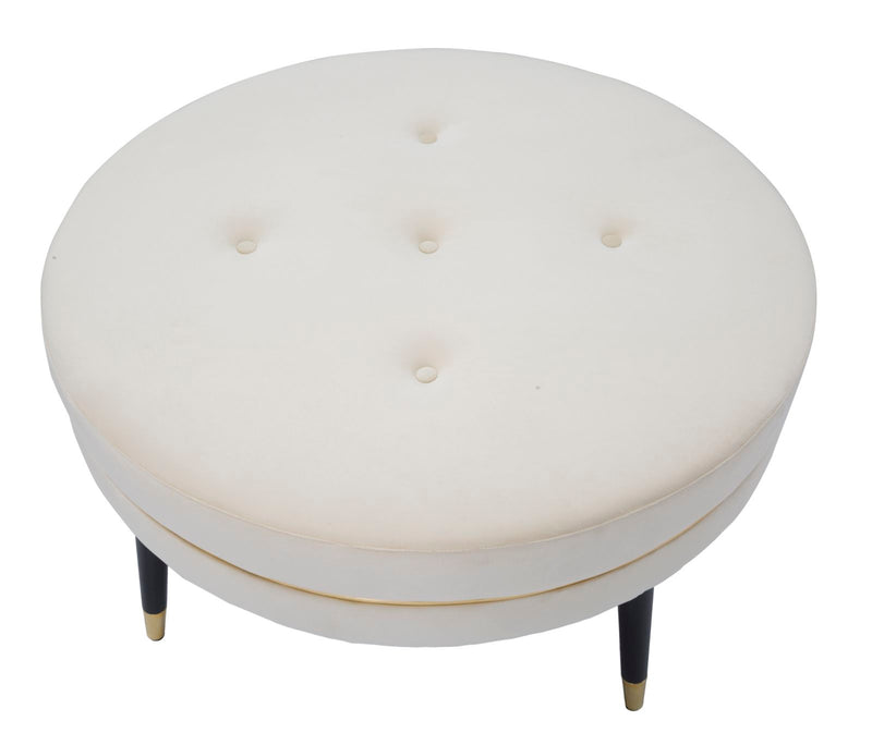 Puff Paris xxl Crema/Oro Ø90x46 cm in Legno Spugna Oro e Nero-3