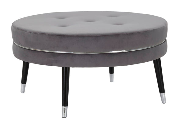 prezzo Puff Paris xxl Grigio/Argento Ø90x46 cm in Velluto Grigio e Nero