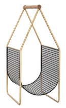 Porta Giornali Fashion 37x23x54,5 cm Legno di Abete e in Ferro Nero e Oro-3