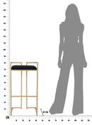 Sgabello Bar Obix 42x42x81 cm in Ferro e MDF e Spugna e Poliestere Oro e Nero-9