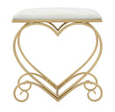 Sgabello Heart Crema 50x37,5x51,5 cm in Ferro e MDF e Spugna e Poliestere Oro e Rosa-2