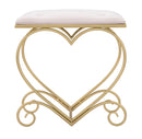Sgabello Heart Rosa 50x37,5x51,5 cm in Ferro e MDF e Spugna e Poliestere Oro e Crema-2